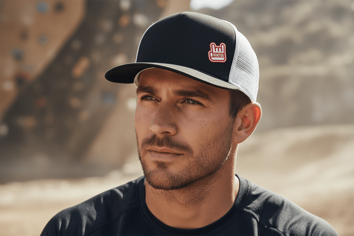 Handful Element Wear Trucker Hat: Black Front with White Mesh - HANDFUL