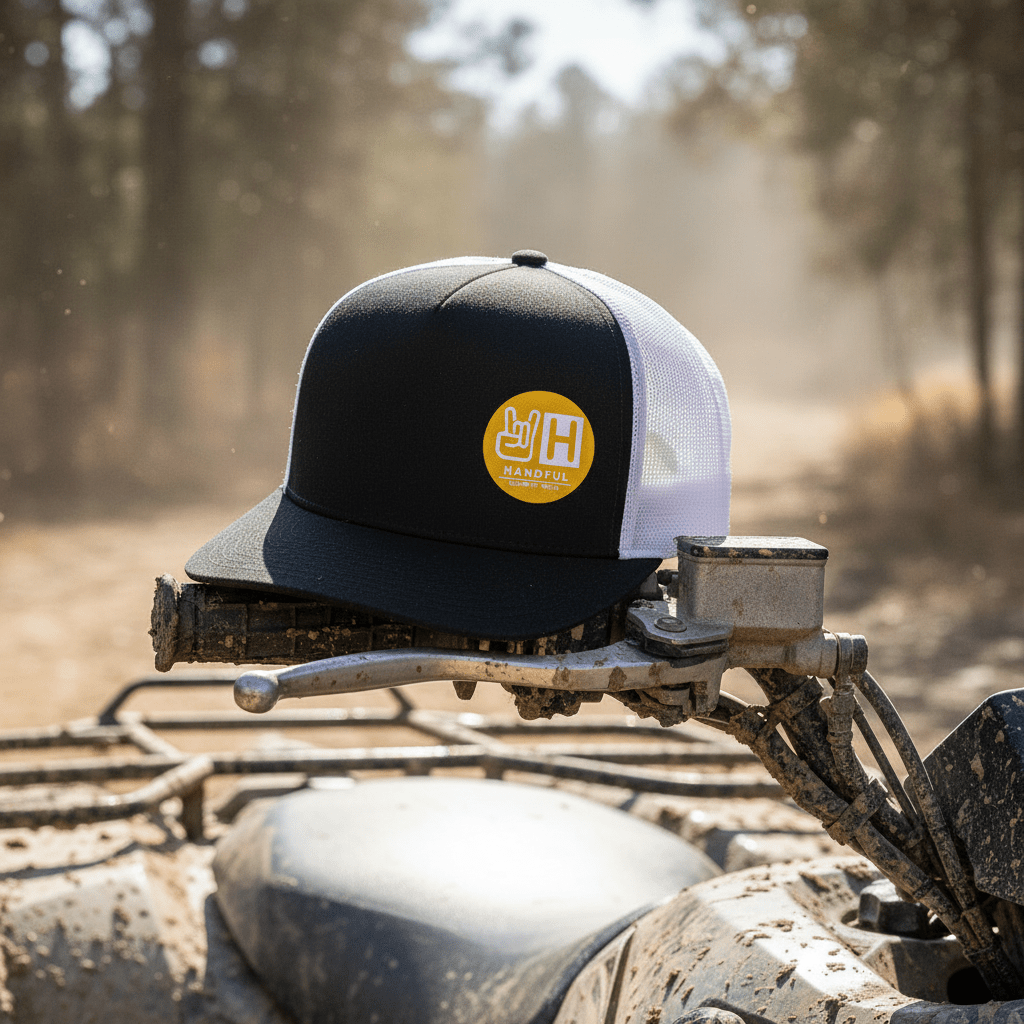 Handful Element Wear Trucker Hat: Black Front/White Mesh Back - HANDFUL