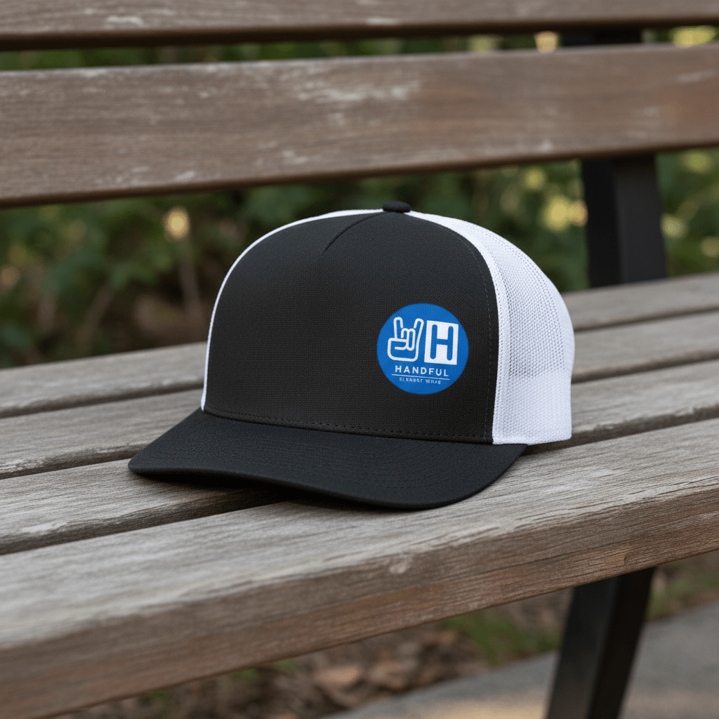 Handful Element Wear Trucker Hat: Black Front/White Mesh Back - HANDFUL