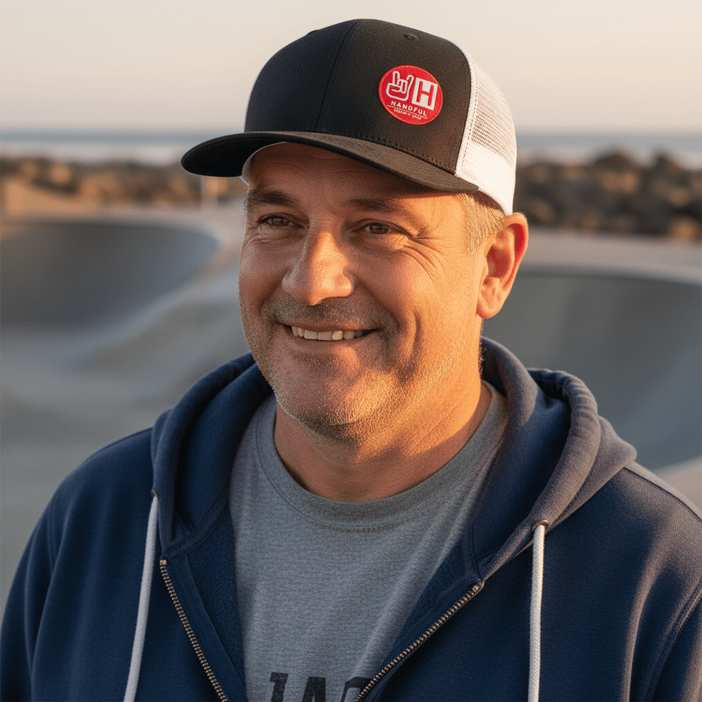 Handful Element Wear Trucker Hat: Black Front/White Mesh Back - HANDFUL