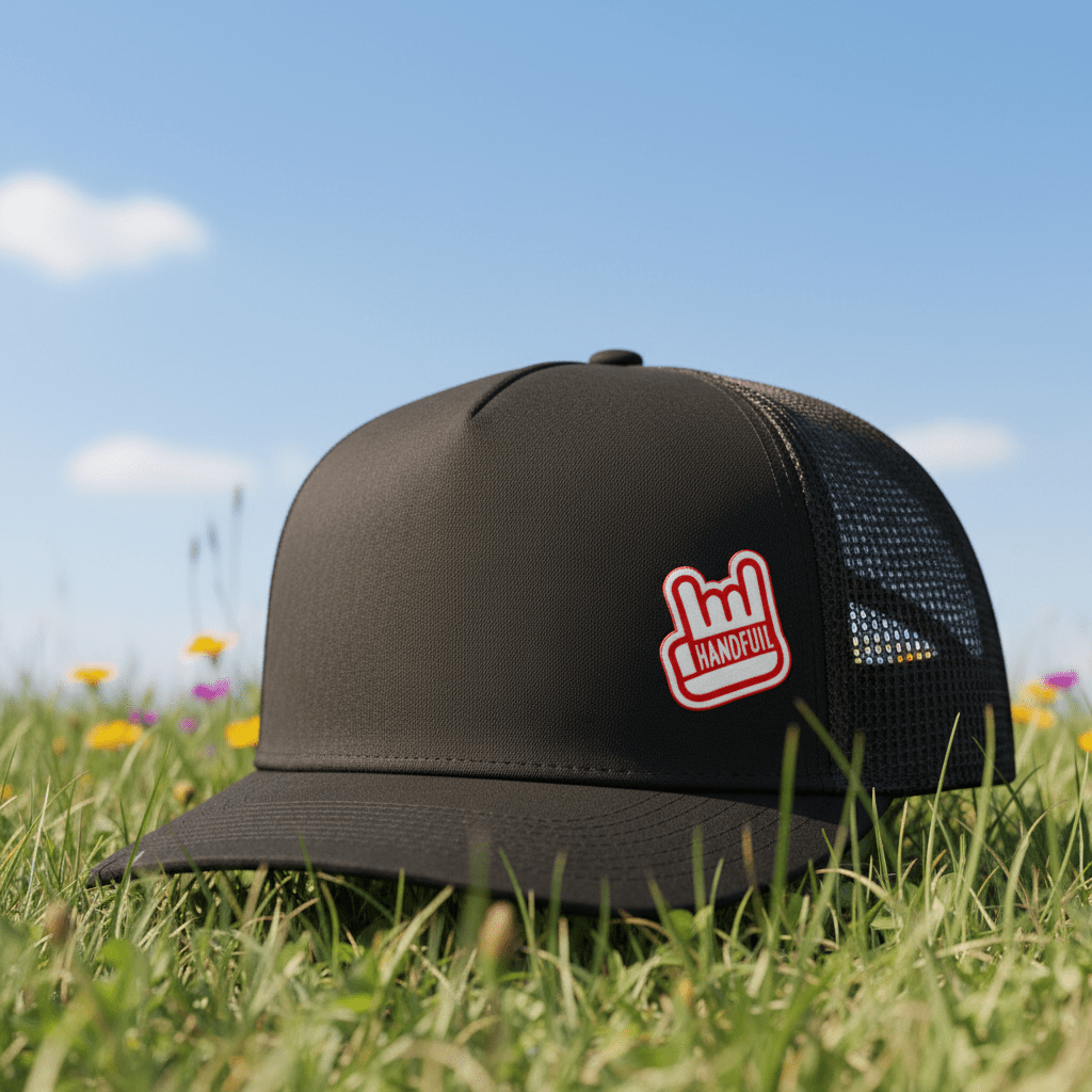 New Handful Element Wear Trucker Hats: Black Front Black Mesh Back - HANDFUL
